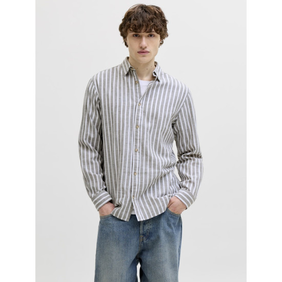 Jack and Jones Χακί Πουκάμισο Linen Blend - 12289174