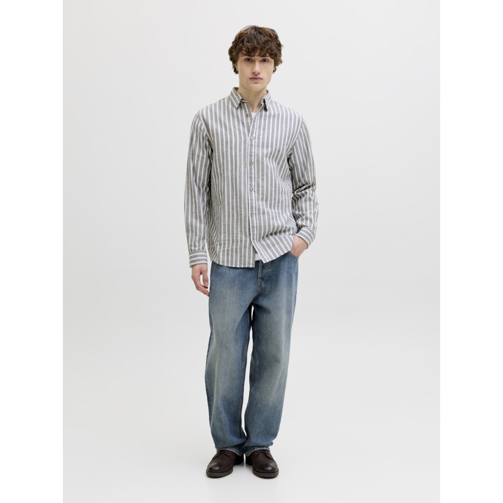 Jack and Jones Χακί Πουκάμισο Linen Blend - 12289174
