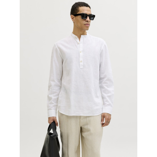 Jack and Jones Λευκό Πουκάμισο Linen Blend - 12289190