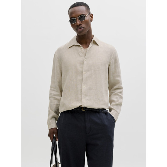 Jack and Jones Μπεζ Πουκάμισο 100% Λινό - 12293563