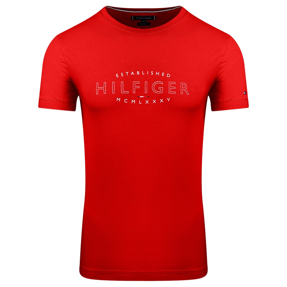 Tommy Hilfiger Κόκκινο T-shirt C Neck - MW0MW30034