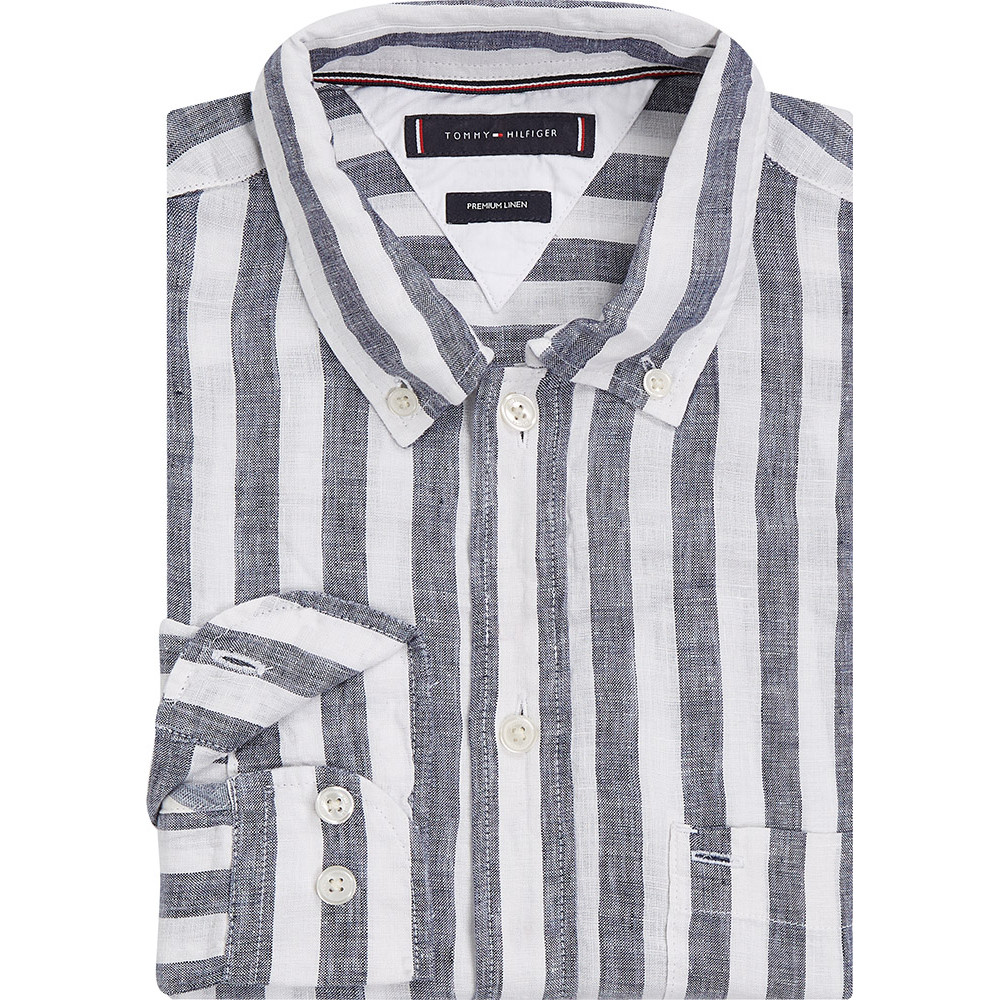 Tommy Hilfiger Λευκό Πουκάμισο Button Down 100% Linen - MW0MW30705