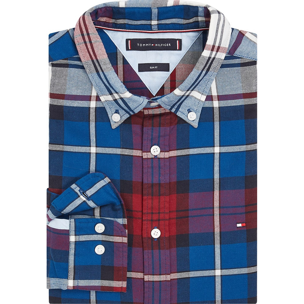 Tommy Hilfiger Μπλε Καρό Πουκάμισο Button Down - MW0MW32893