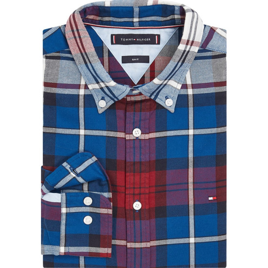 Tommy Hilfiger Μπλε Καρό Πουκάμισο Button Down - MW0MW32893