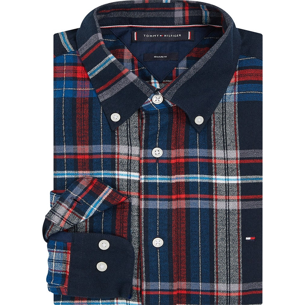 Tommy Hilfiger Μπλε Καρό Πουκάμισο Button Down - MW0MW33313