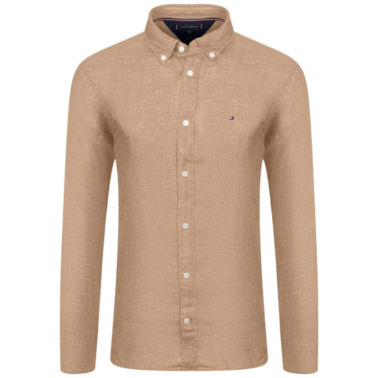 Tommy Hilfiger Μπεζ Πουκάμισο Button Down 100% Λινό - MW0MW34602