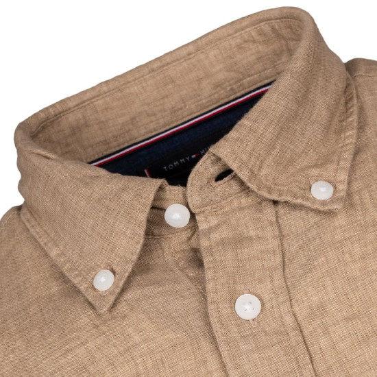 Tommy Hilfiger Μπεζ Πουκάμισο Button Down 100% Λινό - MW0MW34602