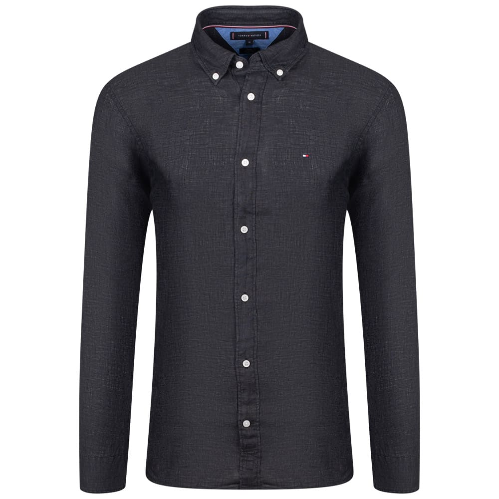 Tommy Hilfiger Μαύρο Πουκάμισο Button Down 100% Λινό - MW0MW34602