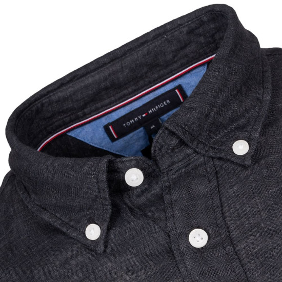 Tommy Hilfiger Μαύρο Πουκάμισο Button Down 100% Λινό - MW0MW34602