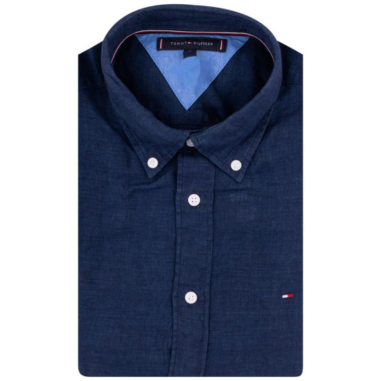 Tommy Hilfiger Μπλε Πουκάμισο Button Down 100% Λινό - MW0MW34602