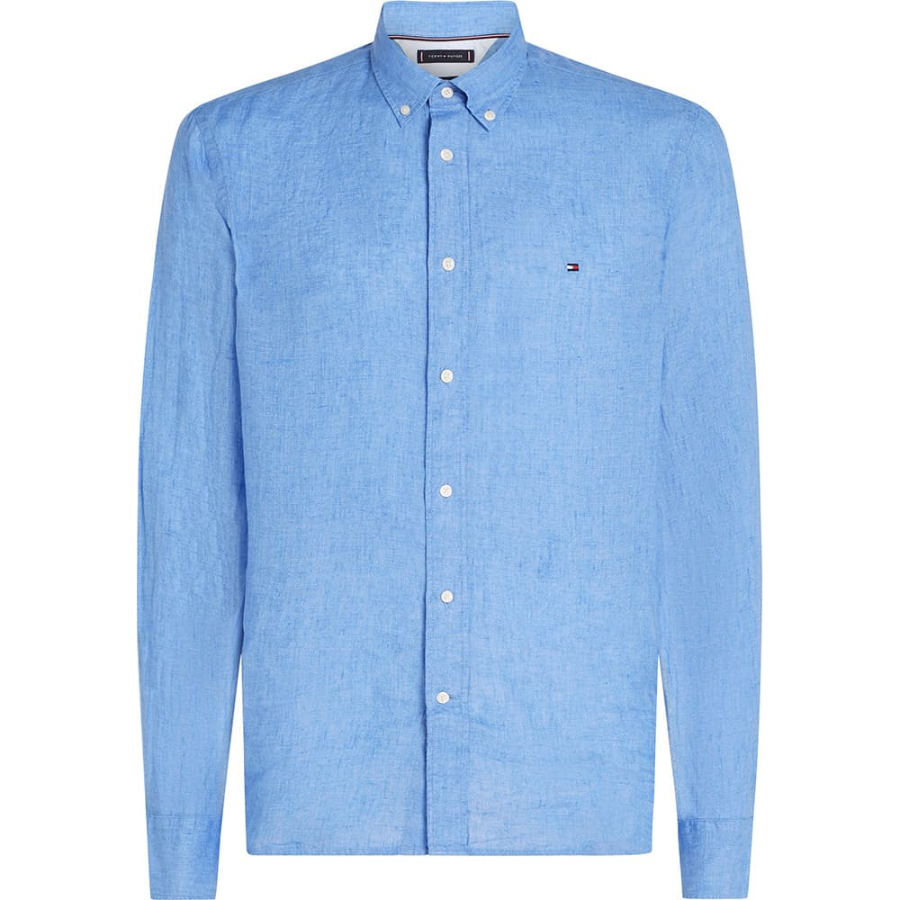 Tommy Hilfiger Μπλε Πουκάμισο Button Down 100% Λινό - MW0MW34602