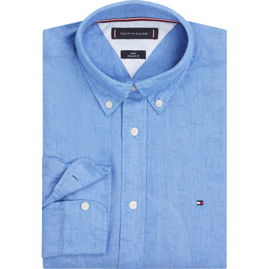 Tommy Hilfiger Μπλε Πουκάμισο Button Down 100% Λινό - MW0MW34602