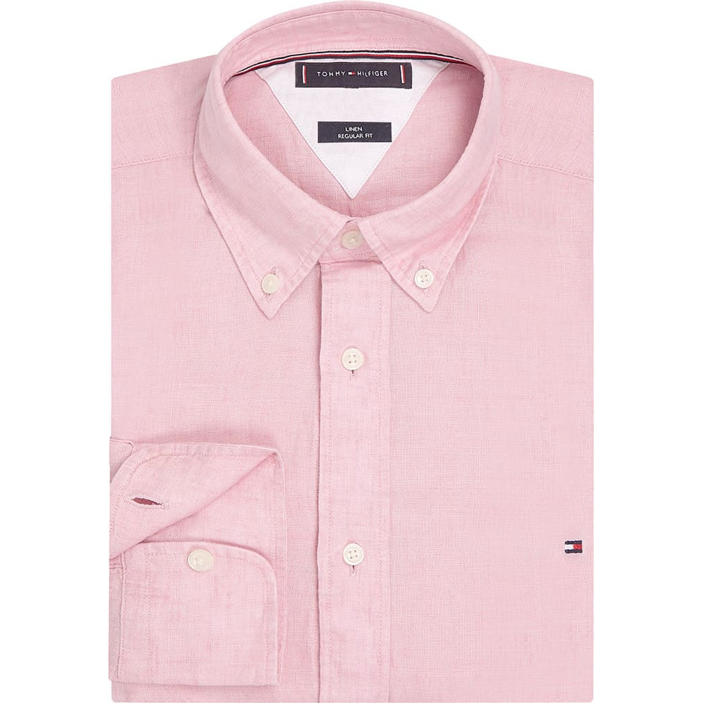 Tommy Hilfiger Ροζ Πουκάμισο Button Down 100% Λινό - MW0MW34602