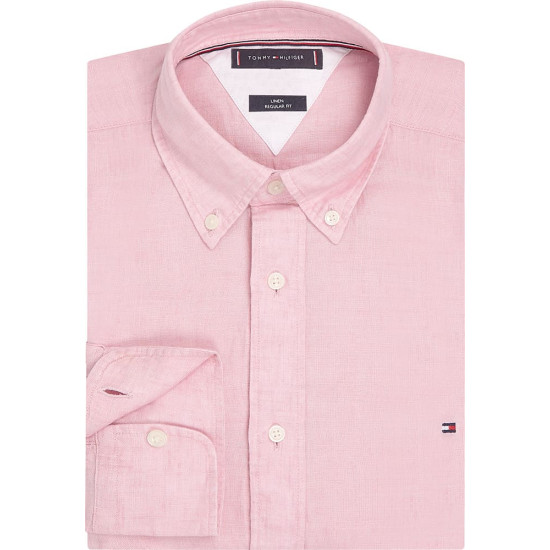 Tommy Hilfiger Ροζ Πουκάμισο Button Down 100% Λινό - MW0MW34602