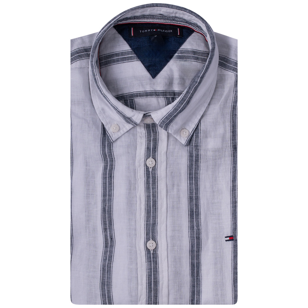 Tommy Hilfiger Λευκό Ριγέ Πουκάμισο 100% Λινό - MW0MW34612