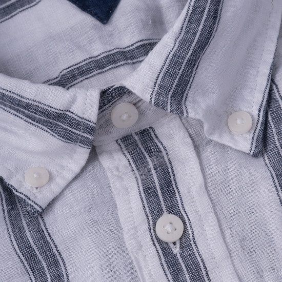 Tommy Hilfiger Λευκό Ριγέ Πουκάμισο 100% Λινό - MW0MW34612
