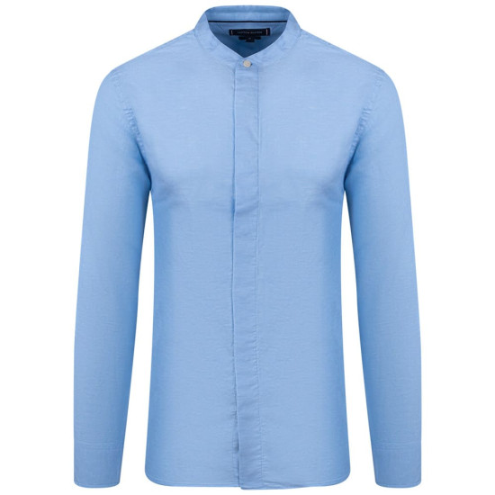 Tommy Hilfiger Μπλε Πουκάμισο Mao Linen Blend - MW0MW34641
