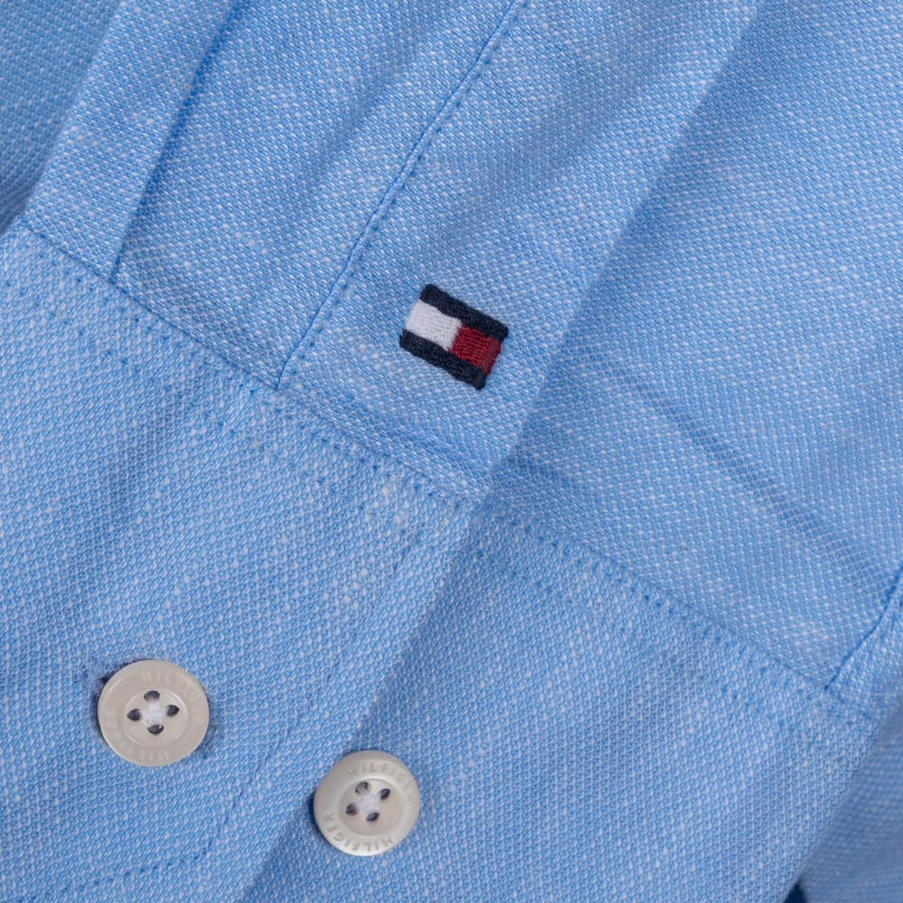 Tommy Hilfiger Μπλε Πουκάμισο Mao Linen Blend - MW0MW34641