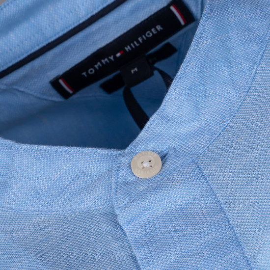 Tommy Hilfiger Μπλε Πουκάμισο Mao Linen Blend - MW0MW34641