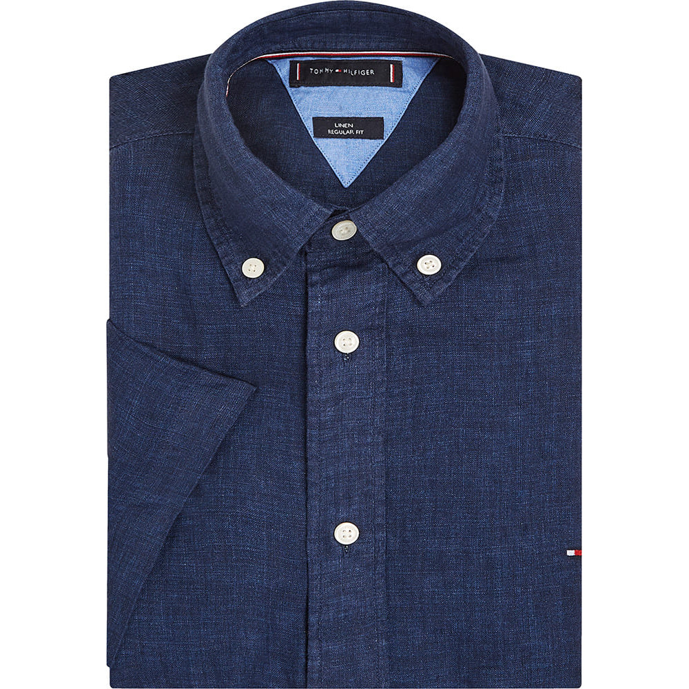 Tommy Hilfiger Μπλε Πουκάμισο Button Down 100% Linen - MW0MW35207