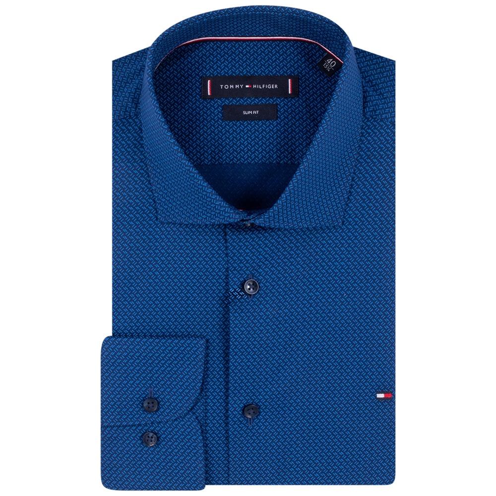 Tommy Hilfiger Μπλε Πουκάμισο Με Μικροσχέδειο - MW0MW36923
