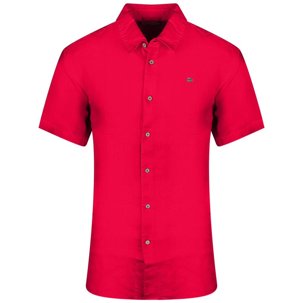 Napapijri Ματζέντα Κοντομάνικο Πουκάμισο 100% Linen - NP0A4HT5R251