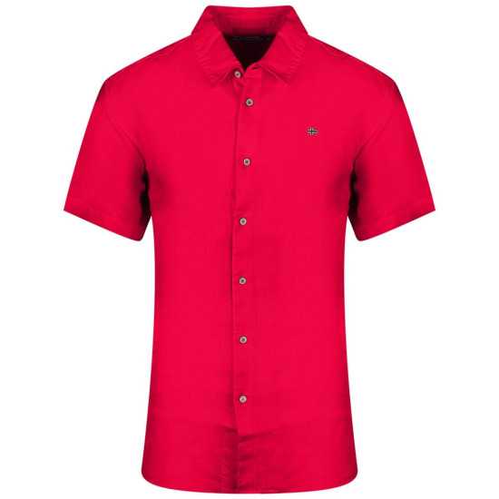 Napapijri Ματζέντα Κοντομάνικο Πουκάμισο 100% Linen - NP0A4HT5R251