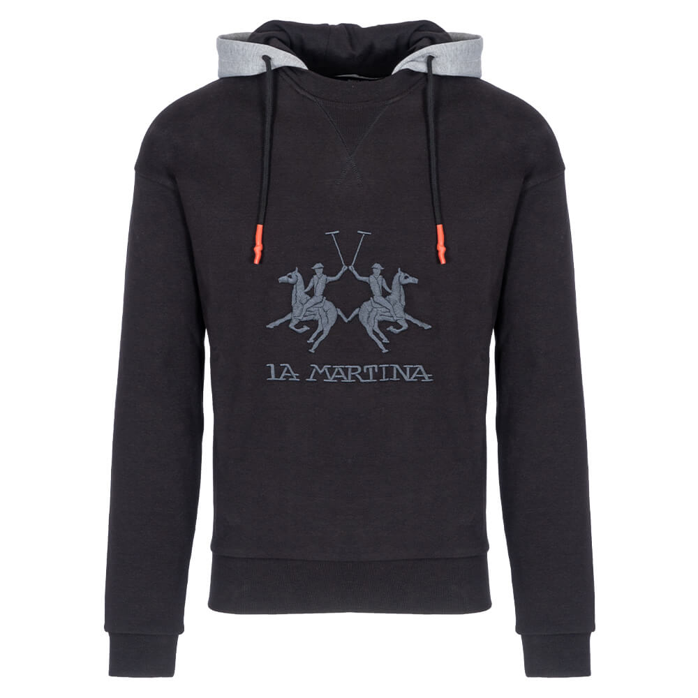 LA MARTINA Μαύρο Hoodie - 3LMSMF323