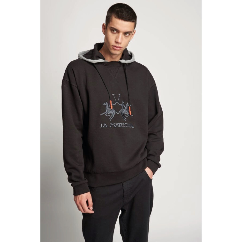 LA MARTINA Μαύρο Hoodie - 3LMSMF323