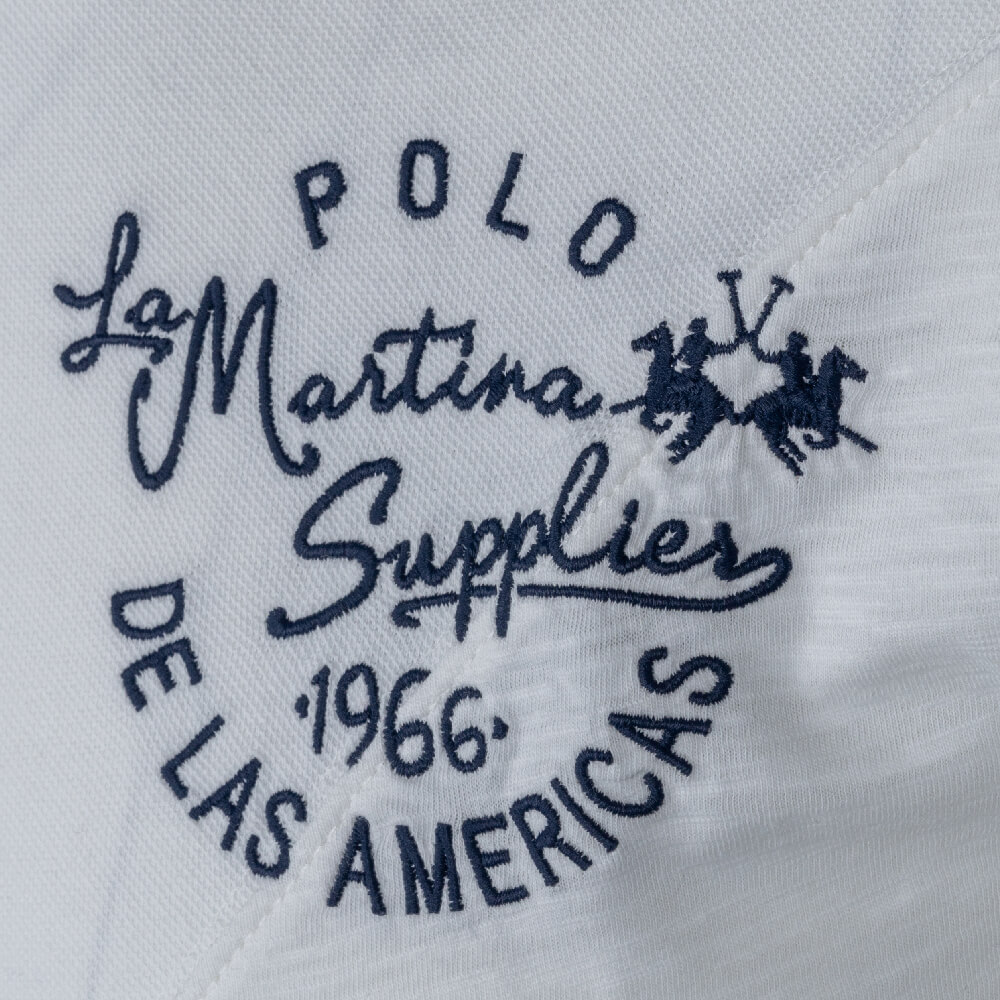 La Martina Λευκό Κοντομάνικο polo - 3LMTMP301