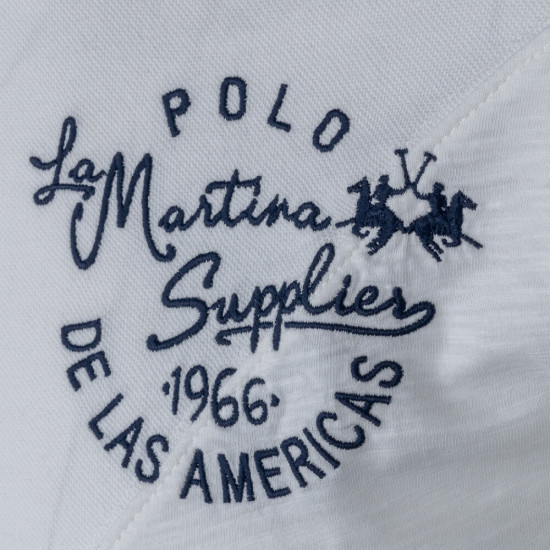 La Martina Λευκό Κοντομάνικο polo - 3LMTMP301