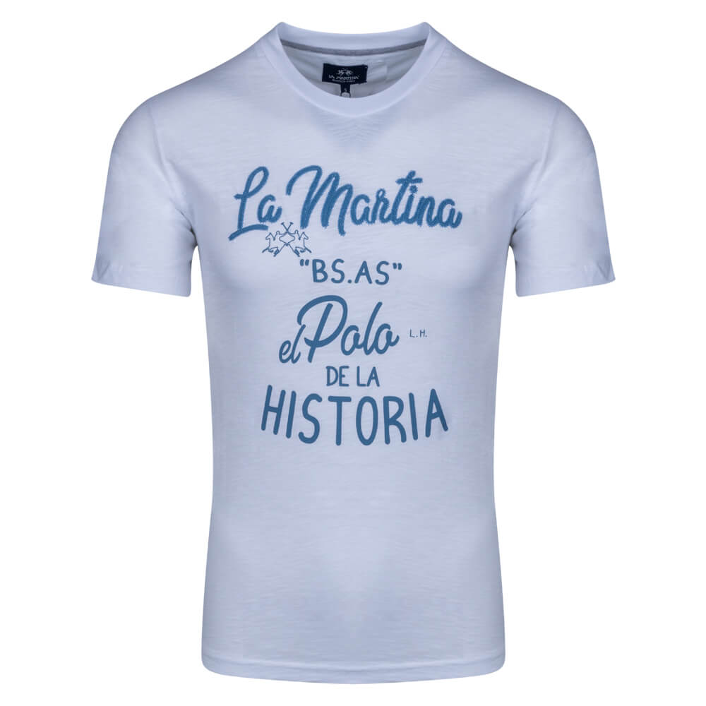 La Martina Λευκό T-Shirt C Neck - 3LMTMR301