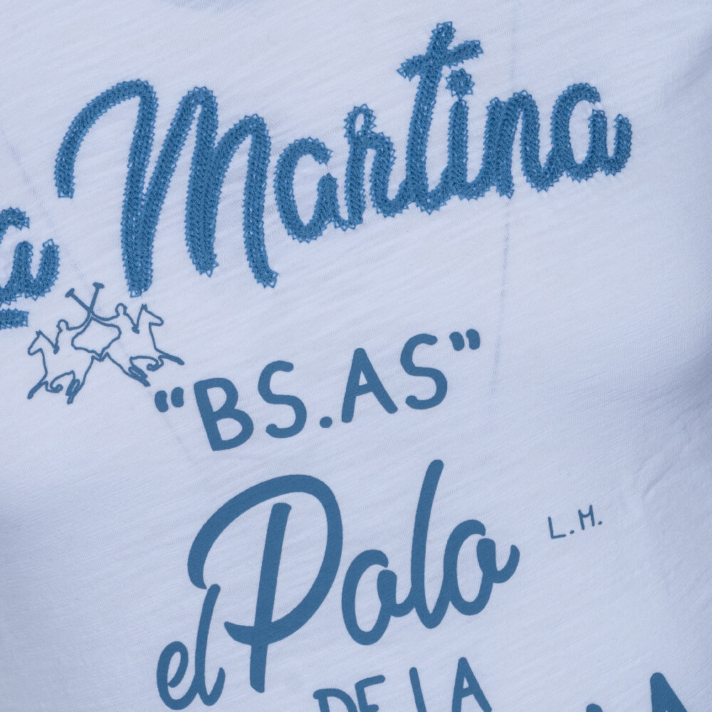 La Martina Λευκό T-Shirt C Neck - 3LMTMR301