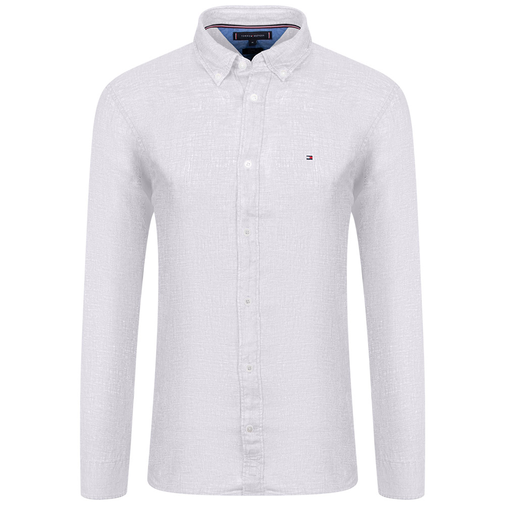 Tommy Hilfiger Λευκό Πουκάμισο Button Down 100% Λινό - MW0MW34602