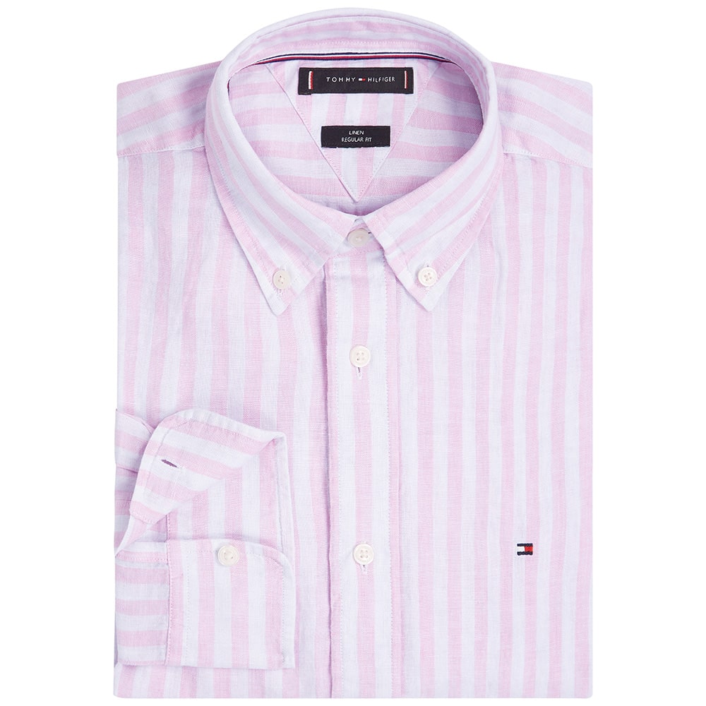 Tommy Hilfiger Ροζ Πουκάμισο Button Down 100% Linen - MW0MW38581