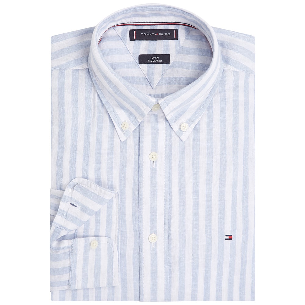 Tommy Hilfiger Γαλάζιο Πουκάμισο Button Down 100% Linen - MW0MW38581