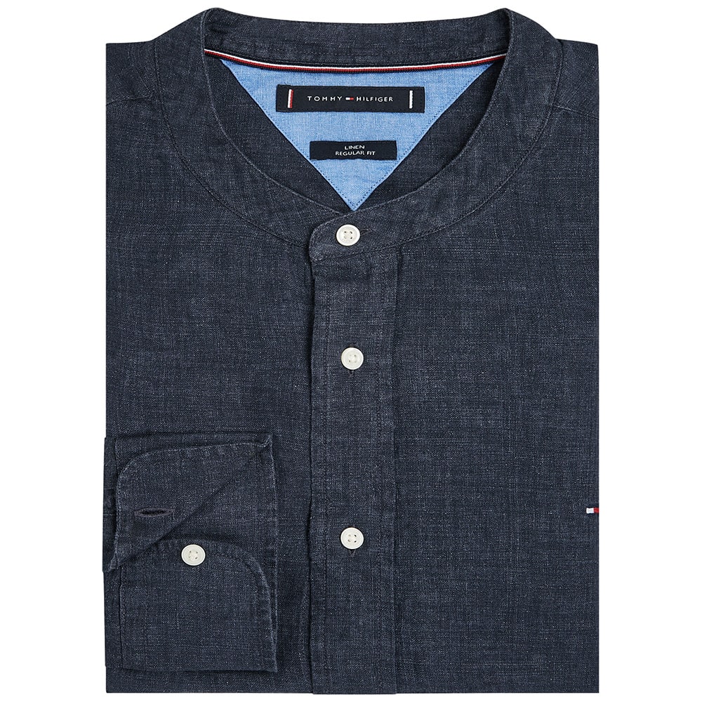 Tommy Hilfiger Μπλε Πουκάμισο Mao 100% Λινό - MW0MW39271