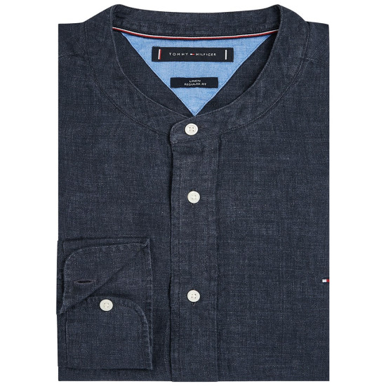 Tommy Hilfiger Μπλε Πουκάμισο Mao 100% Λινό - MW0MW39271