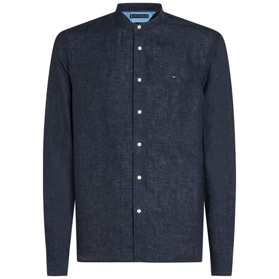 Tommy Hilfiger Μπλε Πουκάμισο Mao 100% Λινό - MW0MW39271