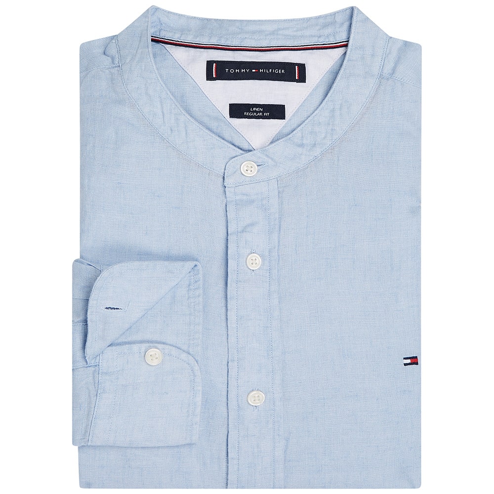 Tommy Hilfiger Γαλάζιο Πουκάμισο Mao 100% Λινό - MW0MW39271