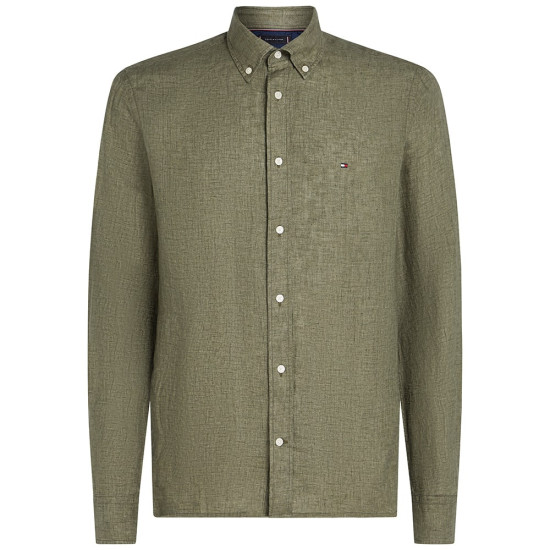 Tommy Hilfiger Λαδί Πουκάμισο Button Down 100% Λινό - MW0MW34602