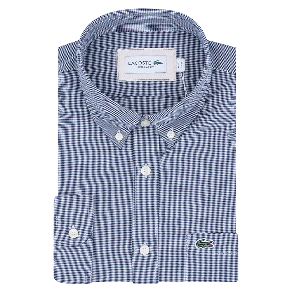 LACOSTE Μπλε Καρό Πουκάμισο Button Down - 3CH2564