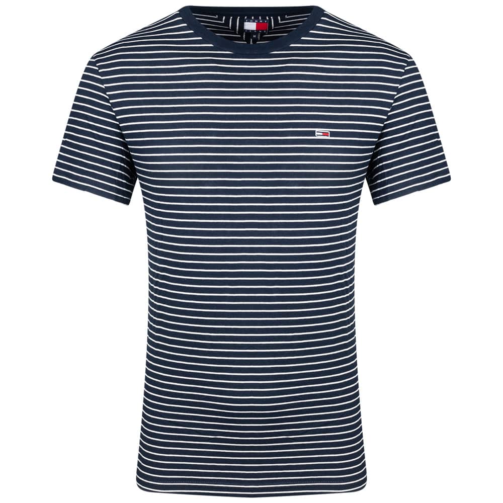 Tommy Jeans Μπλε Ριγέ T-shirt C Neck - DM0DM20377