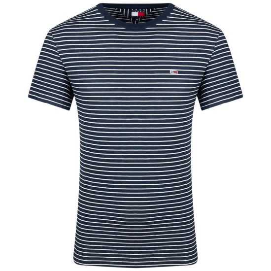 Tommy Jeans Μπλε Ριγέ T-shirt C Neck - DM0DM20377