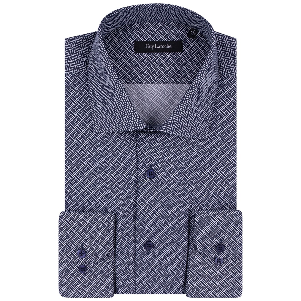 Guy Laroche Μπλε Πουκάμισο Με Σχέδιο Regular Fit - GLDW28721/CL