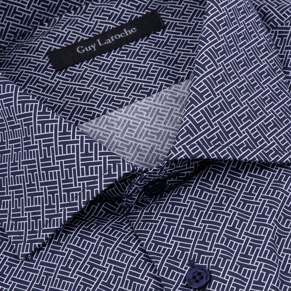 Guy Laroche Μπλε Πουκάμισο Με Σχέδιο Regular Fit - GLDW28721/CL