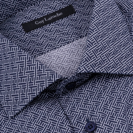 Guy Laroche Μπλε Πουκάμισο Με Σχέδιο Regular Fit - GLDW28721/CL
