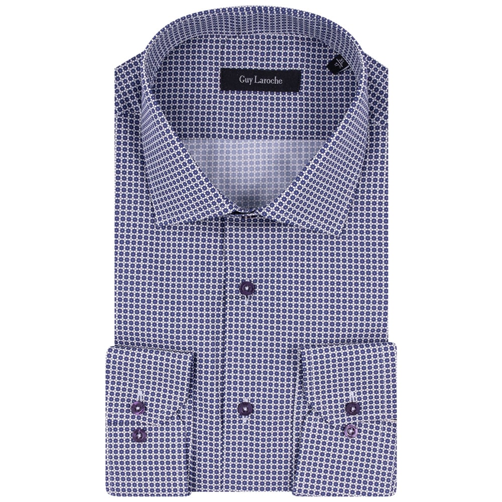 Guy Laroche Μπλε Πουκάμισο Με Μικροσχέδιο Regular Fit - GLDW28727/CL-1