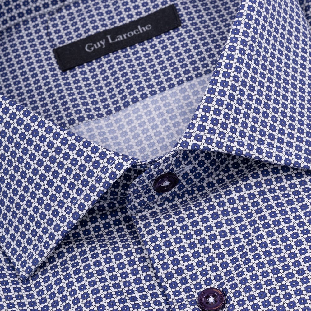 Guy Laroche Μπλε Πουκάμισο Με Μικροσχέδιο Regular Fit - GLDW28727/CL-1
