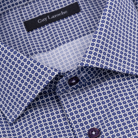 Guy Laroche Μπλε Πουκάμισο Με Μικροσχέδιο Regular Fit - GLDW28727/CL-1